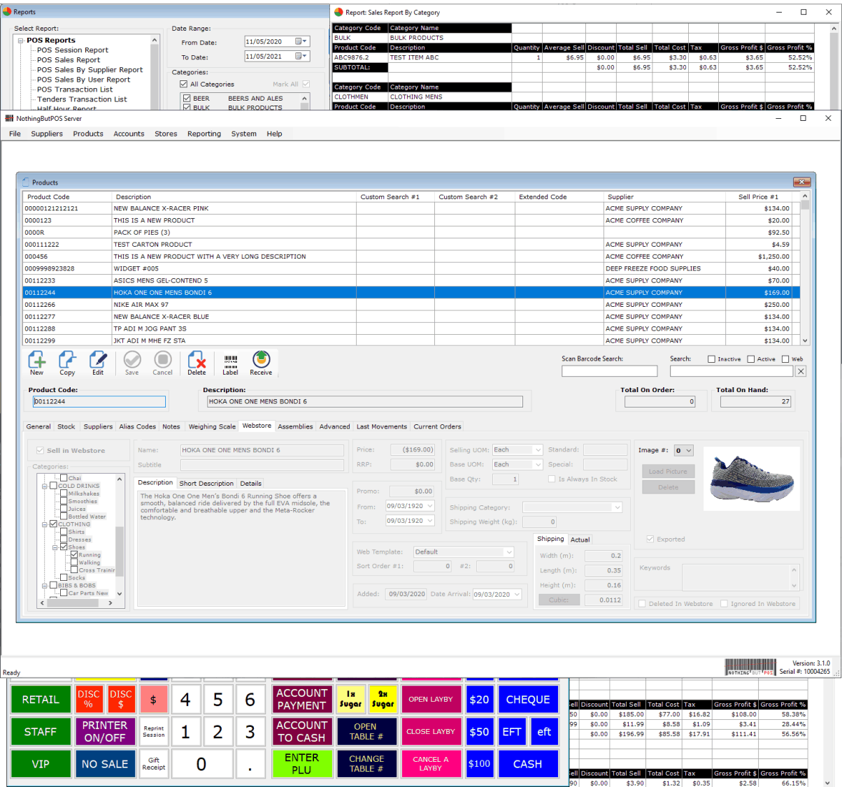 NothingButPOS Back Office Menu